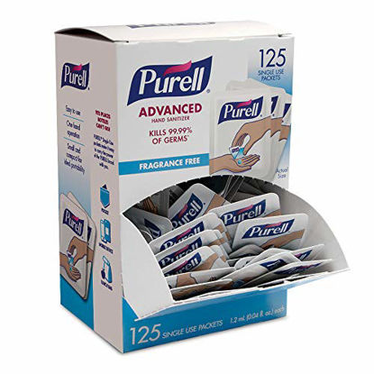 Picture of PURELL SINGLES Advanced Hand Sanitizer Gel, Fragrance Free, 125 Count Single-Use Travel Size Packets - 9620-12-125EC