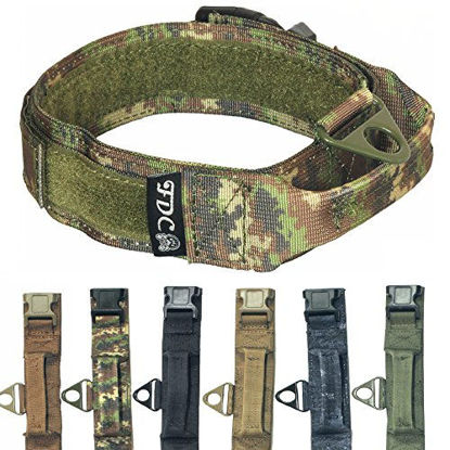 Picture of FDC Heavy Duty Military Army Tactical K9 Dog Collars Handle Hook & Loop Width 1.5in Plastic Buckle Medium Large (XL: Neck 14" - 18", Camouflage)