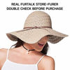 Picture of FURTALK Summer Beach Sun Hats for Women Foldable Floppy Lace Cotton Wide Brim Hat Caps