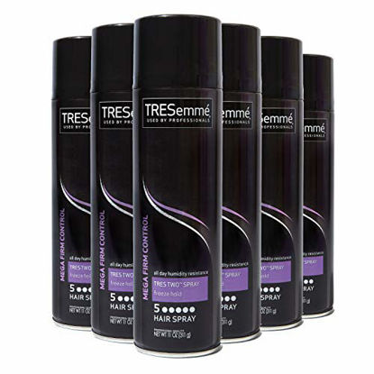 Picture of TRESemmé TRES Two Aerosol Hairspray For All Hair Types Freeze Hold Hair Styling Anti-Frizz Hairspray With All-Day Humidity Resistance 11 oz, Pack of 6