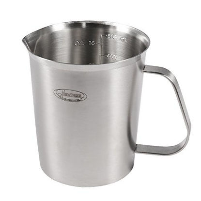 Picture of Measuring Cup, [Upgraded, 3 Measurement Scales, Including Cup Scale, ML Scale, Ounce Scale], Newness Stainless Steel Measuring Cup with Marking with Handle, 16 Ounces (0.5 Liter, 2 Cup)