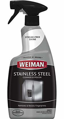 Picture of Weiman Stainless Steel Cleaner and Polish - Streak-Free Shine for Refrigerators, Dishwasher, Sinks, Range Hoods and BBQ grills - 22 fl. oz