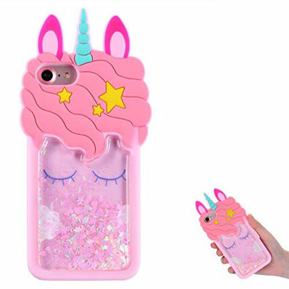Picture of TopSZ Quicksand Unicorn Bling Case for iPod Touch 5/6,Cute Silicone 3D Cartoon Cool Kawaii Animal Cover,Shockproof Soft Skin,Funny Unique Character Cases for Kids Girls Teens Guys(iPod Touch 6th/5th)