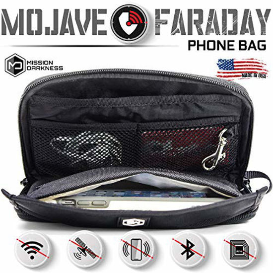Picture of Mission Darkness Mojave Faraday Phone Bag - Multi-Functional Travel Case with Accessory Pockets and Built-in Faraday Sleeve / Signal-Blocking, Anti-Tracking, Anti-Hacking, EMF Reduction