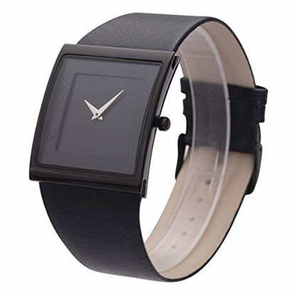 Picture of Wrist Watch Minimalist Men Square Black Dial Bussiness Style SIBOSUN Leather Strap Quartz Analog
