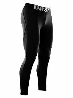 Picture of DRSKIN Mens Compression Pants Sports Tights Leggings Baselayer Running Workout Active Cool Dry Yoga Gym Rashguard (2XL, DABB11) Black