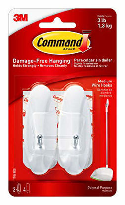 Picture of Command White Wire Hooks, Organize Damage-Free, 2-Hooks, 4-Strips (17068ES)