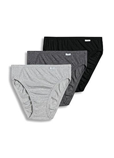 GetUSCart- Jockey Women's Underwear Plus Size Elance French Cut - 3 Pack,  Grey Heather/Charcoal Heather/Black, 8