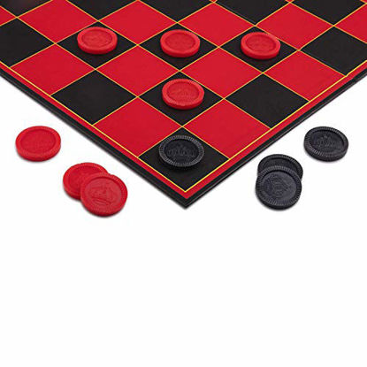 Picture of Point Games Checkers Board - Stackable Grooves to Secure The King - Fun Game for All Ages