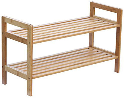 Picture of Oceanstar 2-Tier Bamboo Stackable Shoe Rack