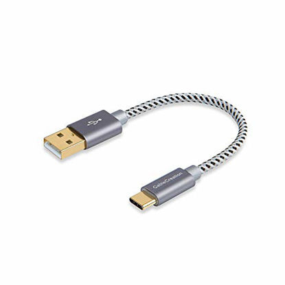 Picture of Short USB C Cable, CableCreation 0.5ft 6 inch USB C to A Cable Braided 3A Fast Charge, Compatible with MacBook Pro, Galaxy S20/S10/S9, Note 9, Pixel 3XL,15CM/ Gray