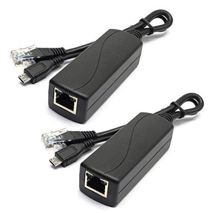 Picture of ANVISION 2-Pack Active 5V 2.4A PoE Splitter Adapter IEEE 802.3af Compliant Micro USB 48V to 5V/2.4A for Tablets, Dropcam or Raspberry Pi, IPC, IP Camera and More