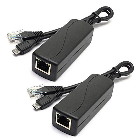 Picture of ANVISION 2-Pack Active 5V 2.4A PoE Splitter Adapter IEEE 802.3af Compliant Micro USB 48V to 5V/2.4A for Tablets, Dropcam or Raspberry Pi, IPC, IP Camera and More