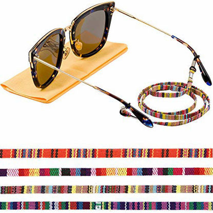 Picture of Eye Glasses String Chain, Glasses Holders Necklace, Eyewear Lanyard Retainer Cord, Multicolored Sunglasses Strap for Women 4 Pack
