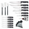 Picture of Farberware 22-Piece Never Needs Sharpening Triple Rivet High-Carbon Stainless Steel Knife Block and Kitchen Tool Set, Black