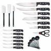 Picture of Farberware 22-Piece Never Needs Sharpening Triple Rivet High-Carbon Stainless Steel Knife Block and Kitchen Tool Set, Black