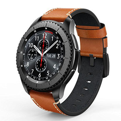 Picture of SWEES Leather Bands Compatible for Galaxy Watch 3 45mm & Gear S3 Frontier & Classic and Galaxy Watch 46mm, Genuine Leather 22mm Strap Replacement Wristband for Samsung Gear S3 Smartwatch, Brown