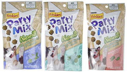 Picture of Friskies Naturals Party Mix Variety Pack (3 Pouches) 1 Natural Chicken, 1 Natural Tuna, and 1 Natural Salmon - NET WT 60 g (2.1 OZ)