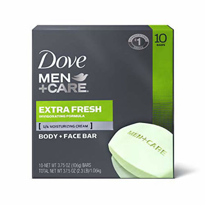 Picture of Dove Men+Care 3 in 1 Bar To Clean and Hydrate Skin Extra Fresh More Moisturizing Than Bar Soap 3.75 oz 10 Bars