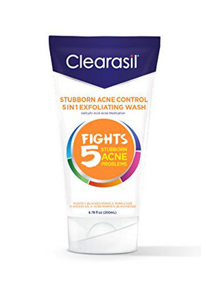 Picture of Clearasil Stubborn Acne Control 5in1 Exfoliating Wash 6.78 fl. oz., Reduces Blocked Pores, Pimple Size, Excess Oil, Acne Marks, Blackheads