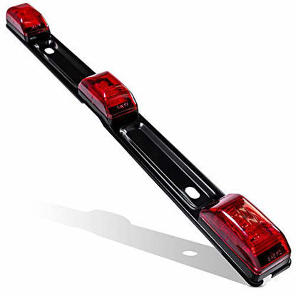 Picture of 15" 9 LED 3 Red Trailer Light Bar [DOT FMVSS 108] [SAE P2] [IP67 Submersible] Identification Running Marker ID Rear Trailer Tail Light Bar for 80" Enclosed Motorcycle Utility Marine Boat Trailers