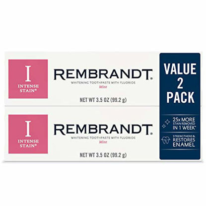 Picture of Rembrandt Intense Stain Whitening Toothpaste, Mint Flavor, 3.5-Ounce (2 Pack)
