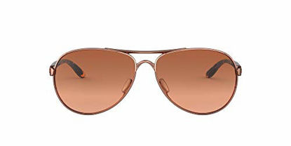 Picture of Oakley Women's OO4079 Feedback Metal Aviator Sunglasses, Rose Gold/Vr50 Brown Gradient, 59 mm