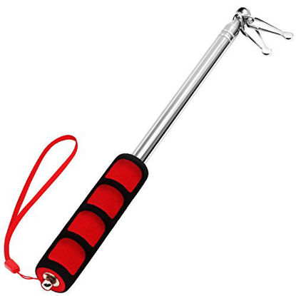 Picture of Anley 5 Feet Red Telescopic Handheld Flagpoles, Portable Staff with Clips - Lightweight Extendable Stainless Steel with Anti-Slip Grip - Collapsable Flag Pole for Tour Guides & Pointer for Teachers
