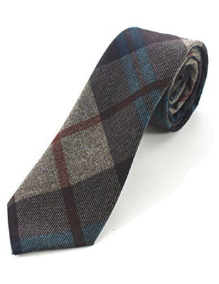 Picture of JEMYGINS 2.4" Mens Cotton Skinny Tie Plaid Striped Cashmere Wool Necktie (22)