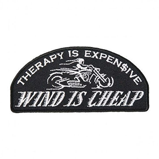 Picture of Officially Licensed Originals Therapy is Expensive, Wind is Iron-On/Saw-On, Heat Sealed Backing Rayon Patch - 4" x 2"