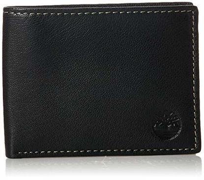 Picture of Timberland Men's Blix Slimfold Leather Wallet, Black, One Size