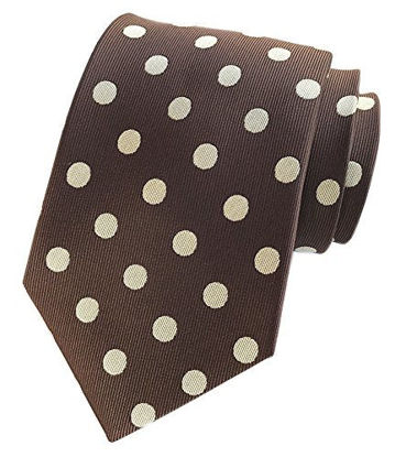 Picture of Secdtie Men's Brown White Textured Party 100% Silk Jacquard Woven Self Tie Y012