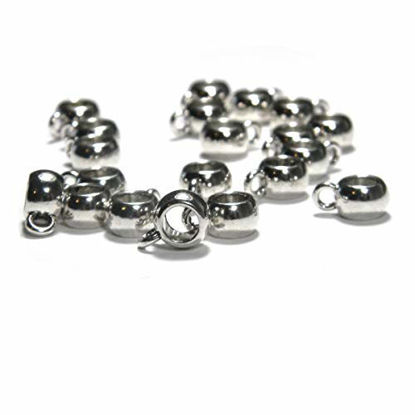 Picture of 20 Antique Silver Pewter European Charm Holder Bead Bails w/Loop & Large Hole