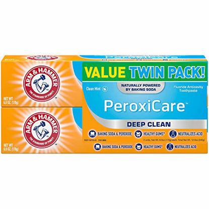 Picture of ARM & HAMMER Peroxicare Toothpaste, Twin Pack (Contains Two 6oz Tubes) - Clean Mint- Fluoride Toothpaste