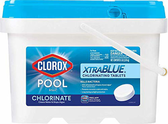 Picture of CLOROX Pool&Spa XtraBlue 3-Inch Long Lasting Chlorinating Tablets, 5-Pound Chlorine