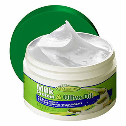 Picture of Milk Protein & Olive Oil Hair Deep Conditioning Treatment Hair Mask Strengthens, Repairs, Stops Breakage and Promotes Growth for Soft, Healthy, Manageable Hair - SofnFree GroHealthy Single