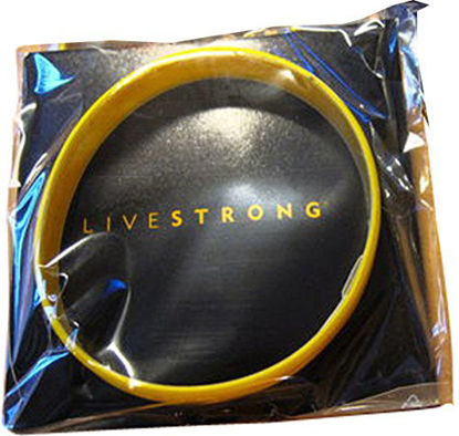 Picture of Official Live Strong Lance Armstrong Yellow Cancer Livestrong Rubber Wristband Bracelet Adult Size