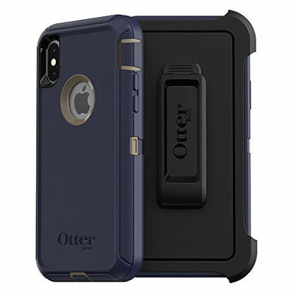 Picture of OtterBox DEFENDER SERIES SCREENLESS EDITION Case for iPhone Xs & iPhone X - Retail Packaging - DARK LAKE (CHINCHILLA/DRESS BLUES)