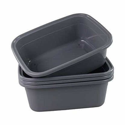 Picture of Begale 16 Quart Rectangular Plastic Wash Basins/Basin Tub, Set of 4(Gray)