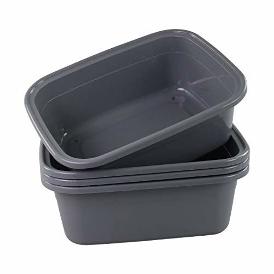 Picture of Begale 16 Quart Rectangular Plastic Wash Basins/Basin Tub, Set of 4(Gray)