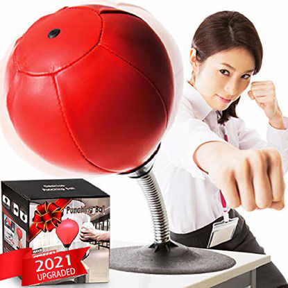 Picture of CozyBomB Desktop Punching Bag Gag Gifts for him - Stress Buster Relief Free Standing Desk Table Boxing Punch Ball Suction Cup Reflex Strain and Tension Toys for Boys Him Father Kids (Red)