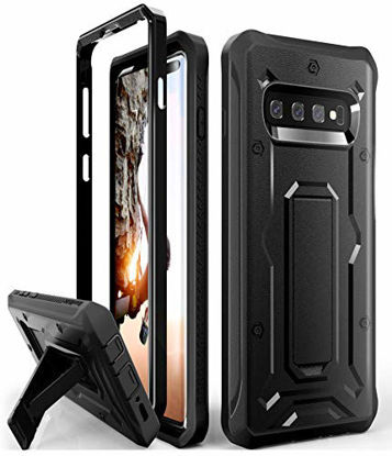Picture of ArmadilloTek Vanguard Designed for Samsung Galaxy S10 Plus Case (2019 Release) Military Grade Full-Body Rugged with Kickstand Without Built-in Screen Protector (Black)