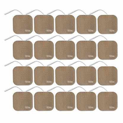 Picture of TENS Wired Electrodes Compatible with TENS 7000, Premium Replacement Pads for TENS Units, Discount TENS Brand (2in x 2in, 20 Pack)