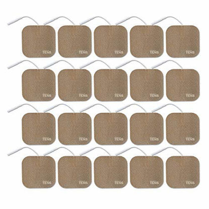Picture of TENS Wired Electrodes Compatible with TENS 7000, Premium Replacement Pads for TENS Units, Discount TENS Brand (2in x 2in, 20 Pack)