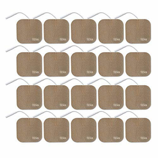 Picture of TENS Wired Electrodes Compatible with TENS 7000, Premium Replacement Pads for TENS Units, Discount TENS Brand (2in x 2in, 20 Pack)