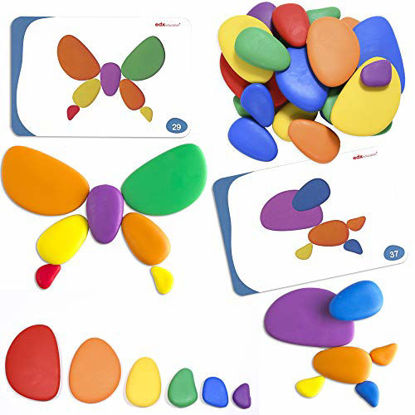 Picture of Rainbow Pebbles - LAD-208 - Sorting and Stacking Stones with Activity Cards - In Home Learning Toy for Early Math