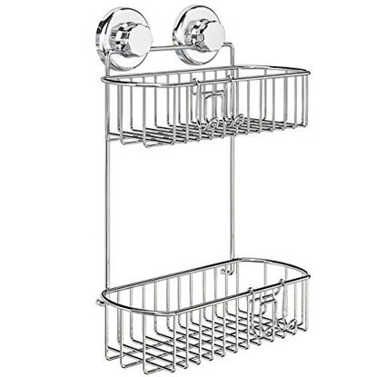 Picture of HASKO accessories - Shower Caddy with Suction Cup - 304 Stainless Steel 2Tier Basket for Bathroom - Rustproof (Chrome)