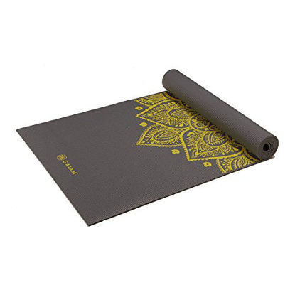 Picture of Gaiam Yoga Mat Premium Print Extra Thick Non Slip Exercise & Fitness Mat for All Types of Yoga, Pilates & Floor Workouts, Citron Sundial, 6mm