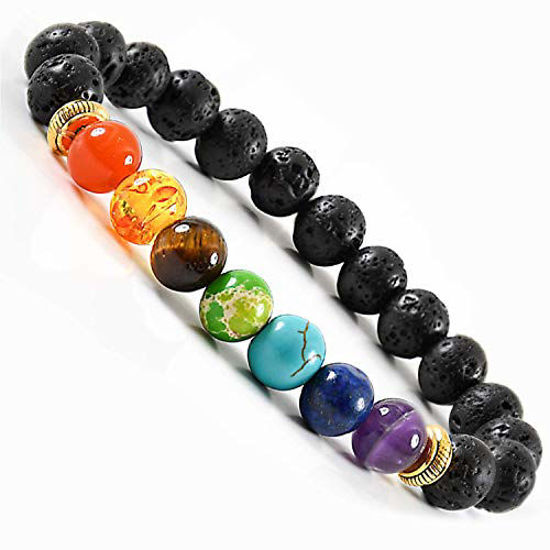 Amazon.com: 7 Chakra Bracelet With Real Gemstones + White Sage & Mini Chakra  Chart Beads Mens Lava Stones : Everything Else