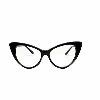 Picture of Super Cat Eye Glasses Vintage Inspired Mod Fashion Clear Lens Eyewear (Black)